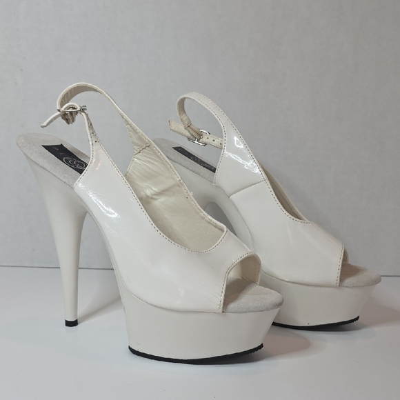 Elegant White Slingback Heels - Picture 1 of 5